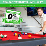 GoSports Mid-Size 7 ft x 3.9 ft Billiards Game Table - Foldable Design, Includes Full Set of Pool Balls, 2 Cue Sticks, Chalk, and Felt Brush - Red GoSports