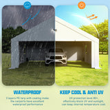 Benass Carports 20x20 Heavy Duty, Portable Garage 20x20 with 2 Roll Up Zipper Doors and Mesh Windows, Driveway Car Port Canopy, White Benass