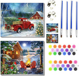VIGEGU 2 Pack Christmas Paint by Numbers Kit for Adults with Framed,Truck Bonfire Winter Landscape Paint by Number DIY Adult Paint by Number Kits for Wall Decor 10x12in VIGEGU