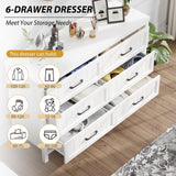 Jocoevol White Farmhouse 6 Drawer Dresser for Bedroom - Large Double Dressers TV Stand with Deep Drawers Dressers for Hallway, Entryway - Off White Jocoevol