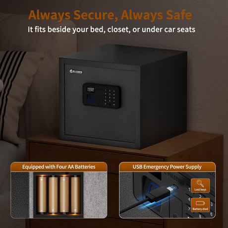 Billconch Smart Gun Safe for Multiple Pistols - Biometric Automatic Lock Safe Box with LCD Display/Voice Guide/Foldable Gun Racks, Quick Access Unlock with Fingerprint/Keypad/Key/App BILLCONCH