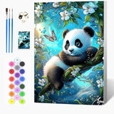 Auremi Panda Paint by Number Kits for Adults,Animal Paint by Number on Canvas with Frame DIY Painting with Number Acrylic Oil Paint Kits for Home Decor 8x12 in Auremi