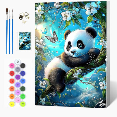 Auremi Panda Paint by Number Kits for Adults,Animal Paint by Number on Canvas with Frame DIY Painting with Number Acrylic Oil Paint Kits for Home Decor 8x12 in