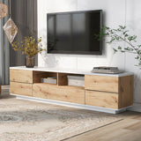 Merax Wood TV Stand Entertainment Center with Storage Cabinets & Open Shelves, Modern TV Console Table for TVs Up to 80” for Living Room Bedroom (Natural) Merax