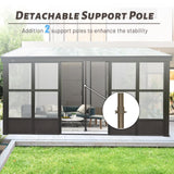 Domi 12x14FT All Season Sunroom, Outdoor Permanent Wall Mounted Solarium with Detachable Polycarbonate Windows, Aluminum Lean to Gazebo Sun Room with 2 Lockable Sliding Doors for Garden Patio Deck domi outdoor living