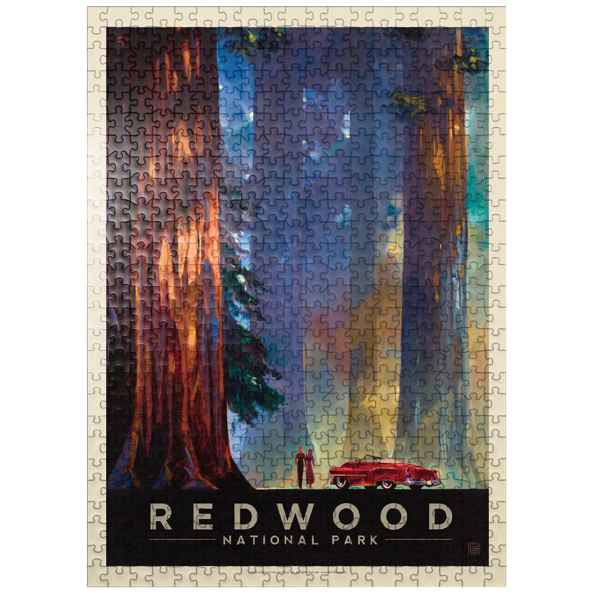 MyPuzzle Redwood National Park: Among The Giants, Vintage Poster - Premium 500 Piece Jigsaw Puzzle for Adults MyPuzzle.com