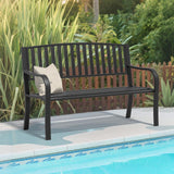 SHGJ&SOFT 50" Outdoor Bench Metal, Heavy-Duty Garden Bench Outdoor, Weatherproof Cast Iron Frame, 500LB Capacity Anti-Rust Patio Park Bench for Porch, Yard, Lawn SHGJ&SOFT