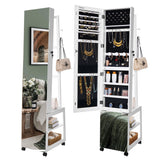 Hzuaneri Jewelry Cabinet with Light strip, 66.5-inch mirror Jewelry Armoire Standing with Garment Rack,Movable Full-length Mirror with Hzuaneri