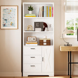 IRONCK Bookshelf with Door and 3 Drawers, 71in Tall Bookcase Shelf with 3-Tier Shelves, for Bedroom Living Room Entrance Hallway Home Office IRONCK