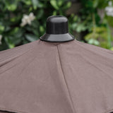 Outsunny 4 Piece Outdoor Patio Dining Furniture Set, 2 Folding Chairs, Adjustable Angle Umbrella, Wave Textured Tempered Glass Dinner Table, Beige Outsunny