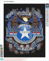 HONGJIE 5D DIY Diamond Painting by Number Kits Air Force 16X20 Inch for Adults and Kids, Round Full Drill Rhinestone Cross Stitch Mosaic Art for Home Wall Decoration and Gift Option. Hongjie