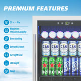 Erivess 4.5 Cubic Feet Mini Fridge, 145 Can Freestanding Beverage Refrigerator with Glass Front Door for Soda, Beer Under Counter Drink Refrigerator with Adjustable Shelves and Digital Display(Silver) Erivess