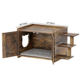 YITAHOME 27" Cat Litter Box Enclosure, Modern Cat Litter Box Furniture Hidden with Scratching Post&cusion, Wooden Cat House as Side End Table Nightstand, Fit Most of Litter Box, Brown YITAHOME