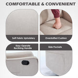 Trustyue Swivel Rocker Recliner Chair, 360° Swivel Recliner with Heat and Massage, Rocker Recliner Nursery Glider Chair with Side Pockets for Living Room (Beige, Fabric) Trustyue