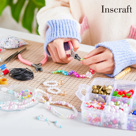 Jewelry Making Kit, 1960 pcs, Supplies Includes Beads, Instructions, Findings, Wire for Bracelet, Necklace, Earrings Making Kit for Adults by Inscraft INSCRAFT