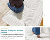 VanAcc 89 Inch Sofa, Modern Couch with Deep Seats, Comfy Sofa with 3 Throw Pillows, Upholstered Couch for Living Room, White VanAcc