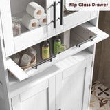 Tall White Freestanding Storage Cabinet with Glass Doors and Adjustable Shelves by IDEALHOUSE IDEALHOUSE