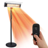 SereneLife Infrared Patio Heater, Electric Patio Heater for Indoor/Outdoor Use, Portable Stand Heater with Remote Control, 1500 W, for Restaurant, Patio, Backyard, Garage, Decks (Black) SereneLife