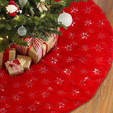 TOBEHIGHER Christmas Tree Skirt - 48 Inches Large Red Tree Skirt with High - End Soft Faux Fur Tree Skirt for Christmas Decorations Indoor Outdoor - Red TOBEHIGHER