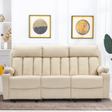 MCombo Power Reclining Sofa with Heat and Vibration,USB Ports, Cup Holders,3-Seat Dual Recliner Sofa for Living Room 6077(Cream White, Reclining Sofa) MCombo
