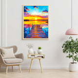 Upigi Diamond Painting Kits for Adults,Sunset Bridge DIY 5D Diamond Painting Kits for Beginners,Round Full Drill Gem Art Crafts Kit for Home Wall Decor 12 x 16 Inch Upigi