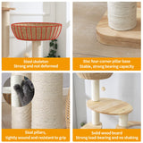 59" Big Modern Cat Tree Tower, Cat Tower Sisal-Covered Scratching Posts for Indoor Cats, Oak Wood Cat tree for Large Cats, Multi-level Cat Condo with Space Capsule Nest, Cat Furniture Activity Centre SHODMI