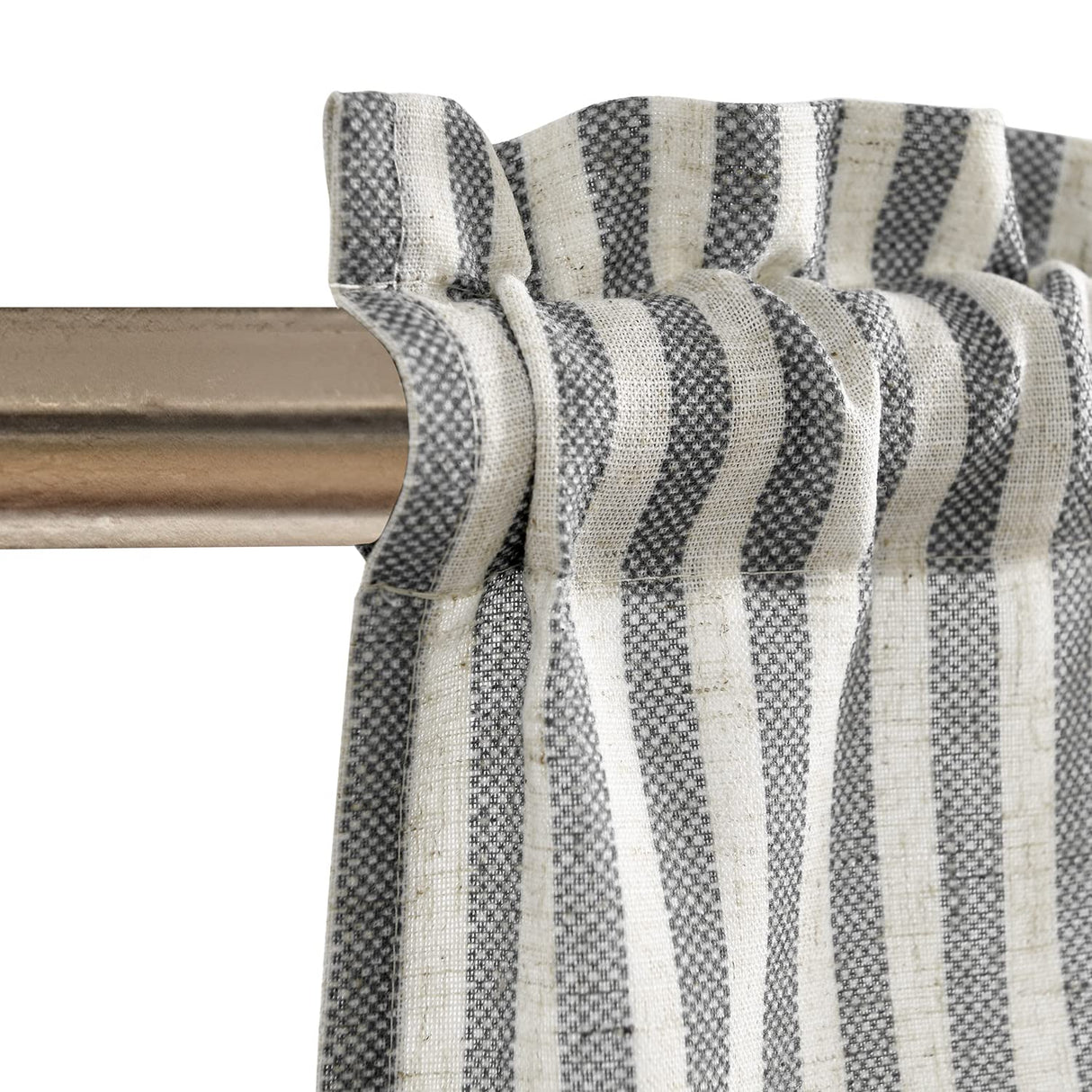 Vangao Kitchen Valance Linen Blend Stripe Short Curtains Farmhouse Country Rustic Pinstripe Tickingstripe Light Filtering Rod Pocket Window Topper Treatments 18 Inch 1 Panel Black on Beige Vangao