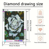 BYGFHLYW Diamond Painting Kits for Adults, White Rose Flower Diamond Art Kits for Adults Beginner, 5D DIY Full Drill Diamond Dot Gem Art Home Wall Decor 12x16inch BYGFHLYW