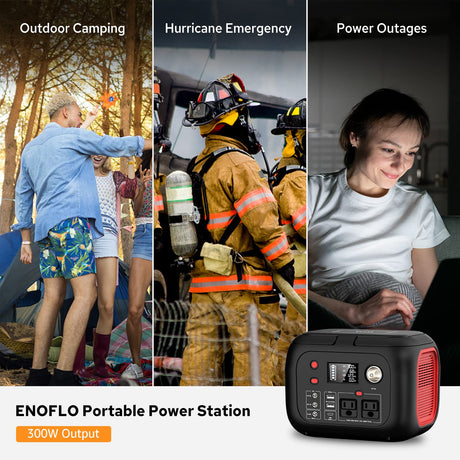 Portable Power Station 300W Power Bank with AC Outlet 228Wh Solar Generator with LED Light Portable Generators 9 Outputs Battery Backup Power Supply for Outdoor Camping Travel Emergency ENOFLO