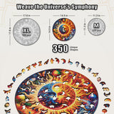LEOGOR Mosaic Wooden Jigsaw Puzzles for Adults with Whimsical Pieces – 350 Piece Colorful Sun and Moon Puzzle with Unique Animal-Shaped Wood Pieces – Beautiful Design, Large 14.9'' x 14.9'' LEOGOR