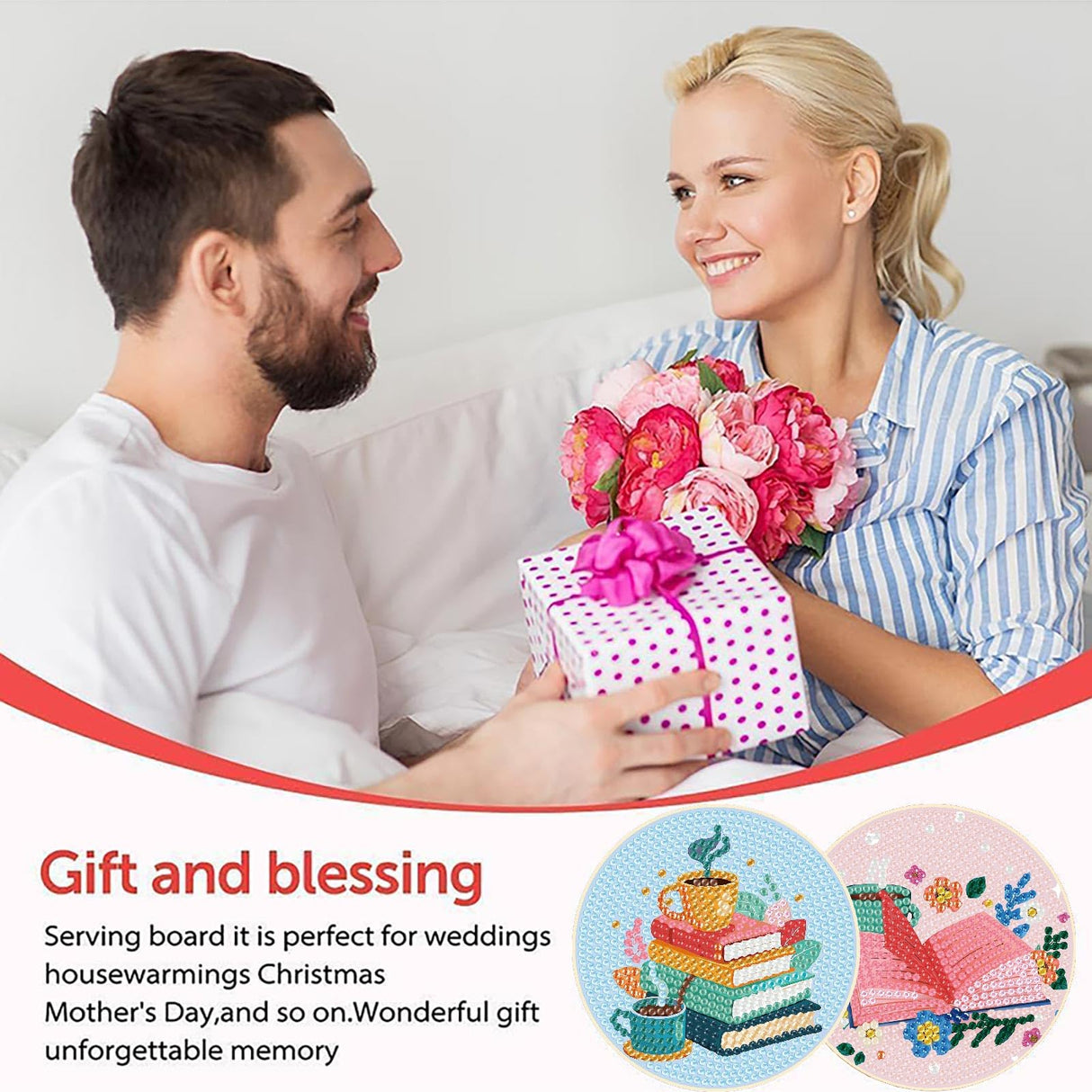 8 Pcs Book Diamond Art Coasters Kit for Adults, Book Lovers Wooden Coffee Diamond Painting Coasters with Holder, 5D Gem Art Dots Painting Coaster With Cork Pads - Crafts Supplies for Home Decor Fotasmua