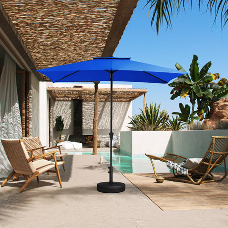 JEAREY 6.6 FT x 10 FT 2-Tiers Rectangular Patio Umbrellas Outdoor Large Market Umbrella With Push Button Tilt and Crank Lift System 6 Sturdy Ribs UV Protection Waterproof Sunproof, Royal Blue JEAREY