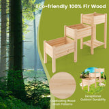 HAPPYGRILL 3-Tire Raised Garden Bed, Wooden Raised Planter Box with 3 Planter Boxes, Drainage Holes, Open Storage Shelf, Outdoor Garden Bed with Legs for Plant, Fruit, Vegetable, Flower, Herb HAPPYGRILL