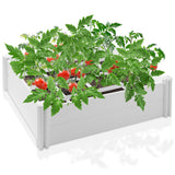 Casafield 4' x 4' x 12" White Vinyl Raised Garden Bed with Grid System, Outdoor Above Ground Planter Box for Flowers, Vegetables, and Gardening Casafield