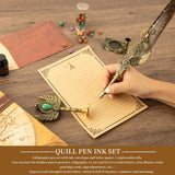 LongLongJin Quill Pen Ink Set with Seal Stamp - Feather Calligraphy Pen and Ink Set, Wax Seal Stamp Kit, Calligraphy Copybook,Beginner Calligraphy Quill Pen Lovers of All Ages Selection Gift (Grey) LongLongJin