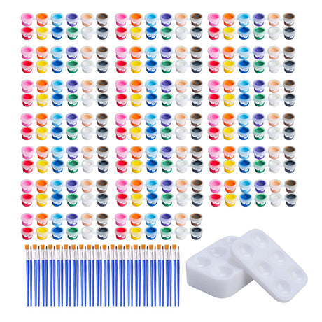 Vivixin 300Pcs Mini Acrylic Paint Set, 20 Set 12 Colors Acrylic Paint Bulk With 40pcs Brushes and 20pcs Palettes, Acrylic Paint Strips for Kids&Adults, Perfect for Birthday Party Home Classroom Favors Vivixin