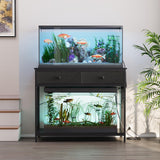 VOWNER 40 Gallon Aquarium Stand with Power Outlet, Metal Frame Fish Tank Stand with Cabinet Storage, Double Turtle Reptile Terrariums Tank Stand, 39.4" L*18.9" W Tabletop, 660LBS Capacity, Black VOWNER