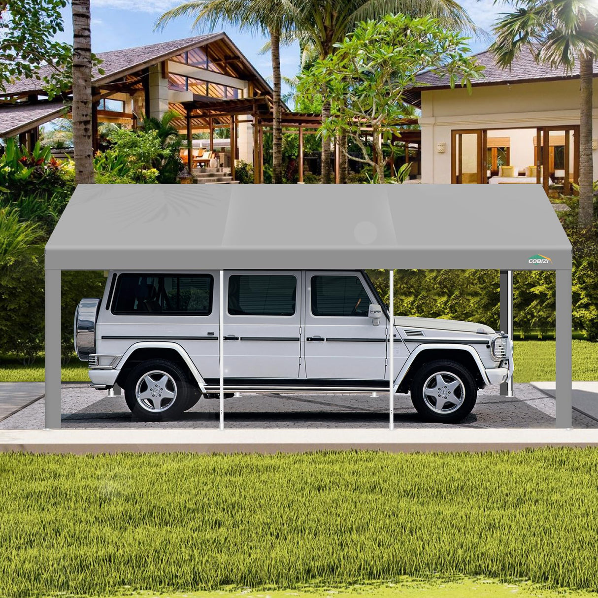 COBIZI Carport 12'x20' Heavy Duty Portable Garage, Upgraded Car Canopy with Built-in Sandbags, UV Resistant Waterproof All-Season Tarp, Car Tent for Truck, Boat, SUV, Gray COBIZI