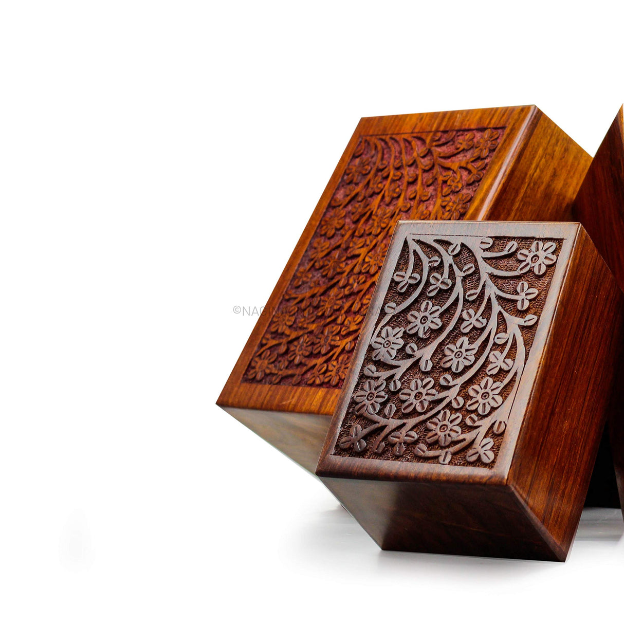 Artisans Crafted Premium Rosewood Decorative Hand Carved Wooden Urns | Carved with Precision | Memorial Wooden Urns for Loved Ones | Nagina International (X-Large) Nagina International