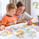 WATINC Wooden Painting Mother's Day Thank You Gifts - 24Pcs Unfinished Blank Wooden Cutouts for Kids, 6 Styles Wood Cutouts Ornament with Thanks Cards,DIY Your Own Party Favors Set (Unicorn WATINC