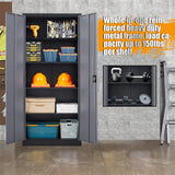 STANI Garage Storage Cabinet, Metal Storage Cabinet with 4 Adjustable Shelves, 71" Steel Lockable File Cabinet, Locking Steel Storage Cabinet for Office,Home,Garage,Gym,School STANI