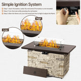 PIZZELLO Outdoor 43 Inch Outdoor Fire Pit Table, 50,000 BTU Rectangle Propane Fire Pit with Glass Wind Guard, Rain Cover, Removable Lid, Matching with Outdoor Furniture Sets, CSA Certified (Buff) PIZZELLO