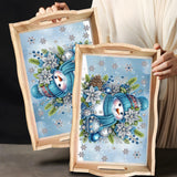 DIY Diamond Art Painting Wooden Tray Kit With Handle, Food Tray for Breakfast, Bar Dinner Table Decoration, Diamond Dots Gem Painting Art Set for Beginners-Snowman1 WoodArtSupply