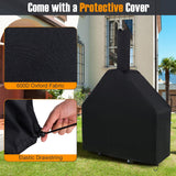 Giantex Pizza Oven Outdoor - Wood Fired Pizza Oven with 2 Side Tables, Pizza Stone, Pizza Peel, Cover, Cooking Grids, Pizza Maker on Wheels for Outside Charcoal Grill Backyard Party Camping Giantex