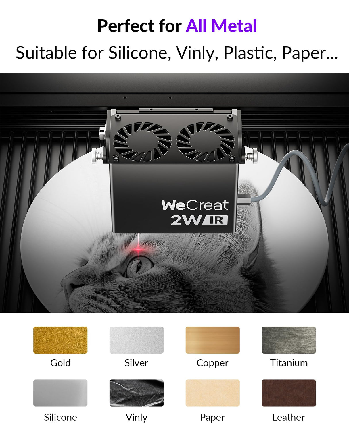 WECREAT Vista 10W Laser Engraver with 2W IR Laser Module, 600mm/s, Diode Desktop Laser Engraving Machine for Small Business DIY Metal Jewelry Leather Gifts WECREAT