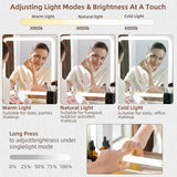 Vanity Desk with Mirror and Lights, Makeup Vanity Desk with Charging Station, Farmhouse Makeup Desk with 3 Adjustable Lighting Modes, Bedroom Vanity for Girls, Women GAMTUE