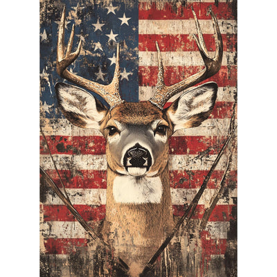 MEIYUDA Deer Diamond Painting Kits for Adults, DIY American Flag Deer Diamond Art Dots for Adult Beginners, Full Diamond Art Painting Kit for Home Wall Decor Gifts 12x16inch