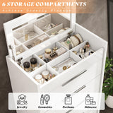 AMERLIFE 4 Piece Bedroom Furniture Set, 2 Nightstands with Charging Station, 8 Drawer Dresser with LED Light & 5 Drawer Chest, Modern High Gloss UV Finish, Bedroom Storage Organizer, White AMERLIFE