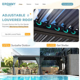 EROMMY Louvered Pergola 10' x 20' Outdoor Hard Top Pergola with Aluminum Frame and Adjustable Metal Rainproof Roof for Garden & Patio, Curtains and Netting Included, Gray-Black EROMMY
