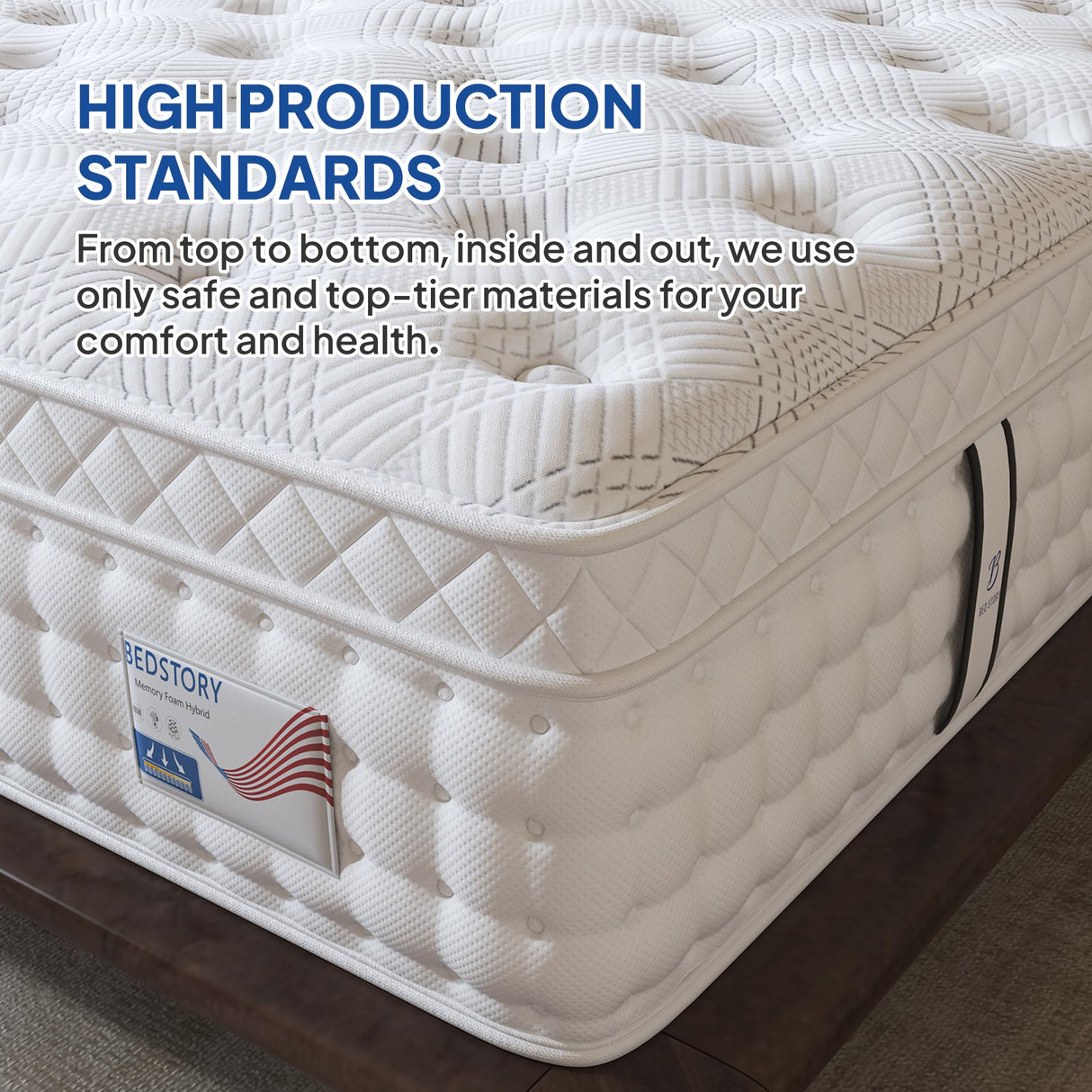 BedStory King Mattress, 14 Inch Deep Sleep Mattress Extra Lumbar & Shoulder Support, Hybrid Mattresses with Gel Memory Foam, Fiberglass Free, No Odor, 365 Night Trial, Forever Warranty BedStory